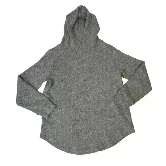 Loft Womens Med Gray Hooded Tunic Sweater Top Long Sleeve Acrylic Blend - Picture 2 of 10